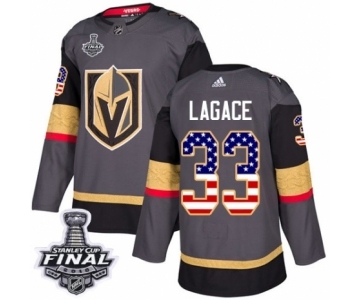 Men Adidas Vegas Golden Knights #33 Maxime Lagace Authentic Gray USA Flag Fashion 2018 Stanley Cup Final NHL Jersey