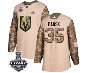 Men Adidas Vegas Golden Knights #35 Oscar Dansk Authentic Camo Veterans Day Practice 2018 Stanley Cup Final NHL Jersey