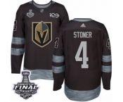 Men Adidas Vegas Golden Knights #4 Clayton Stoner Authentic Black 1917-2017 100th Anniversary 2018 Stanley Cup Final NHL Jersey