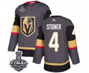 Men Adidas Vegas Golden Knights #4 Clayton Stoner Authentic Gray Home 2018 Stanley Cup Final NHL Jersey