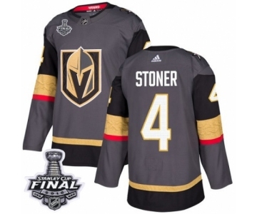 Men Adidas Vegas Golden Knights #4 Clayton Stoner Authentic Gray Home 2018 Stanley Cup Final NHL Jersey