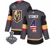 Men Adidas Vegas Golden Knights #4 Clayton Stoner Authentic Gray USA Flag Fashion 2018 Stanley Cup Final NHL Jersey