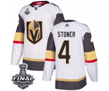 Men Adidas Vegas Golden Knights #4 Clayton Stoner Authentic White Away 2018 Stanley Cup Final NHL Jersey