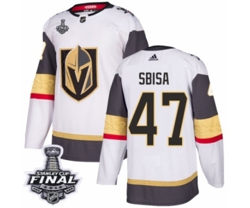 Men Adidas Vegas Golden Knights #47 Luca Sbisa Authentic White Away 2018 Stanley Cup Final NHL Jersey