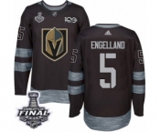 Men Adidas Vegas Golden Knights #5 Deryk Engelland Authentic Black 1917-2017 100th Anniversary 2018 Stanley Cup Final NHL Jersey