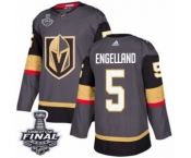 Men Adidas Vegas Golden Knights #5 Deryk Engelland Authentic Gray Home 2018 Stanley Cup Final NHL Jersey