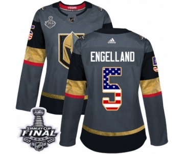 Men Adidas Vegas Golden Knights #5 Deryk Engelland Authentic Gray USA Flag Fashion 2018 Stanley Cup Final NHL Jersey