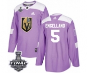 Men Adidas Vegas Golden Knights #5 Deryk Engelland Authentic Purple Fights Cancer Practice 2018 Stanley Cup Final NHL Jersey