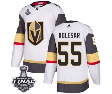 Men Adidas Vegas Golden Knights #55 Keegan Kolesar Authentic White Away 2018 Stanley Cup Final NHL Jersey