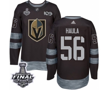 Men Adidas Vegas Golden Knights #56 Erik Haula Authentic Black 1917-2017 100th Anniversary 2018 Stanley Cup Final NHL Jersey