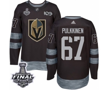 Men Adidas Vegas Golden Knights #67 Teemu Pulkkinen Authentic Black 1917-2017 100th Anniversary 2018 Stanley Cup Final NHL Jersey