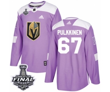Men Adidas Vegas Golden Knights #67 Teemu Pulkkinen Authentic Purple Fights Cancer Practice 2018 Stanley Cup Final NHL Jersey