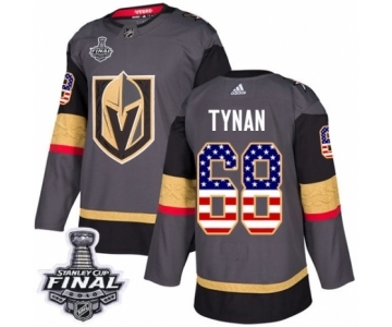 Men Adidas Vegas Golden Knights #68 T.J. Tynan Authentic Gray USA Flag Fashion 2018 Stanley Cup Final NHL Jersey