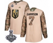 Men Adidas Vegas Golden Knights #7 Jason Garrison Authentic Camo Veterans Day Practice 2018 Stanley Cup Final NHL Jersey