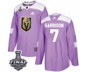 Men Adidas Vegas Golden Knights #7 Jason Garrison Authentic Purple Fights Cancer Practice 2018 Stanley Cup Final NHL Jersey