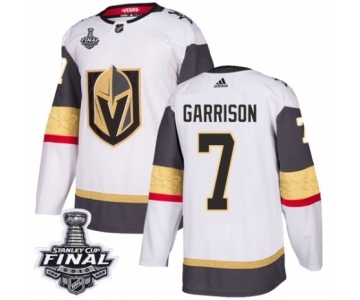 Men Adidas Vegas Golden Knights #7 Jason Garrison Authentic White Away 2018 Stanley Cup Final NHL Jersey