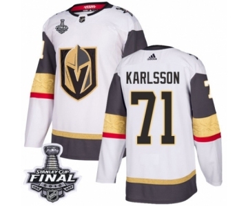 Men Adidas Vegas Golden Knights #71 William Karlsson Authentic White Away 2018 Stanley Cup Final NHL Jersey