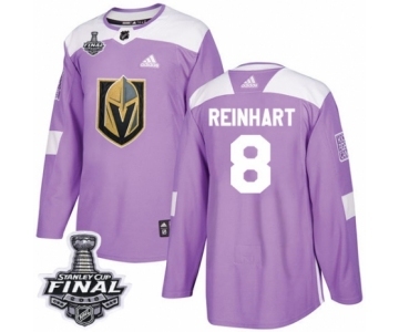 Men Adidas Vegas Golden Knights #8 Griffin Reinhart Authentic Purple Fights Cancer Practice 2018 Stanley Cup Final NHL Jersey