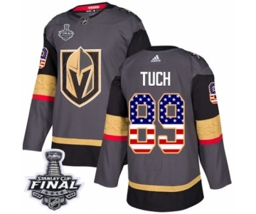 Men Adidas Vegas Golden Knights #89 Alex Tuch Authentic Gray USA Flag Fashion 2018 Stanley Cup Final NHL Jersey