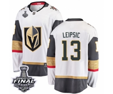 Men Vegas Golden Knights #13 Brendan Leipsic Authentic White Away Fanatics Branded Breakaway 2018 Stanley Cup Final NHL Jersey