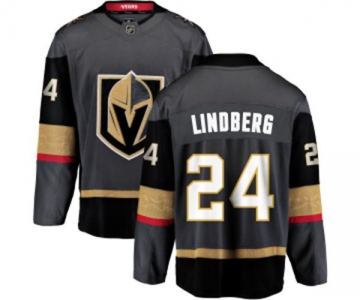 Men Vegas Golden Knights #24 Oscar Lindberg Authentic Black Home Fanatics Branded Breakaway NHL Jersey