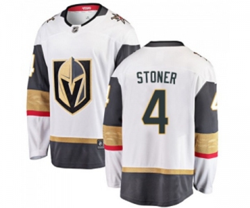Men Vegas Golden Knights #4 Clayton Stoner Authentic White Away Fanatics Branded Breakaway NHL Jersey