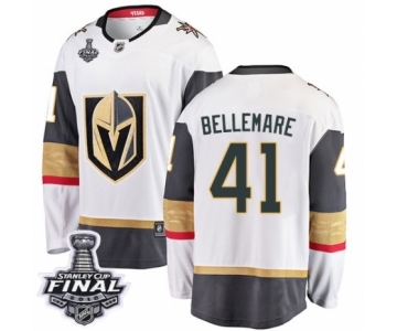 Men Vegas Golden Knights #41 Pierre-Edouard Bellemare Authentic White Away Fanatics Branded Breakaway 2018 Stanley Cup Final NHL Jersey