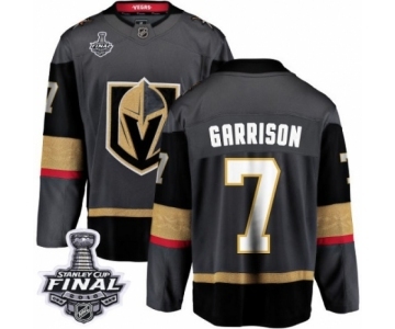 Men Vegas Golden Knights #7 Jason Garrison Authentic Black Home Fanatics Branded Breakaway 2018 Stanley Cup Final NHL Jersey
