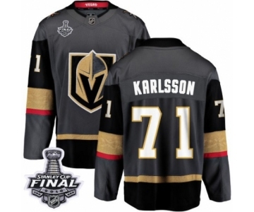 Men Vegas Golden Knights #71 William Karlsson Authentic Black Home Fanatics Branded Breakaway 2018 Stanley Cup Final NHL Jersey