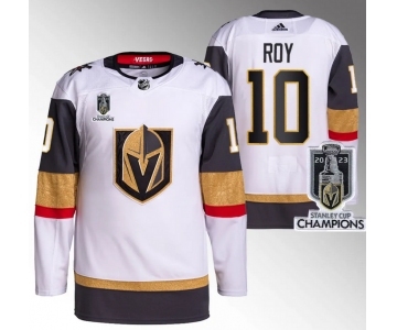 Men's Vegas Golden Knights #10 Nicolas Roy White 2023 Stanley Cup Champions Stitched Jersey
