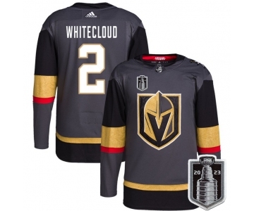 Men's Vegas Golden Knights #2 Zach Whitecloud Gray 2023 Stanley Cup Final Stitched Jersey