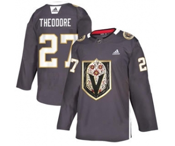 Men's Vegas Golden Knights #27 Shea Theodore Grey Latino Heritage Night Stitched Hockey Jersey