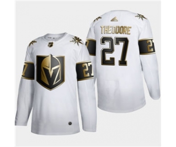 Men's Vegas Golden Knights #27 Shea Theodore White Golden Edition Limited Stitched Hockey Jersey