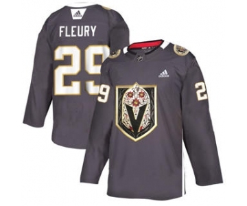 Men's Vegas Golden Knights #29 Marc-Andre Fleury Grey Latino Heritage Night Stitched Hockey Jersey