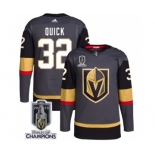 Men's Vegas Golden Knights #32 Jonathan Quick Gray 2023 Stanley Cup Champions Stitched Jersey