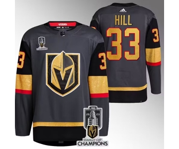 Men's Vegas Golden Knights #33 Adin Hill Gray 2023 Stanley Cup Champions Stitched Jersey