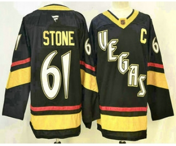 Men's Vegas Golden Knights #61 Mark Stone Black Reverse Retro Authentic Jersey