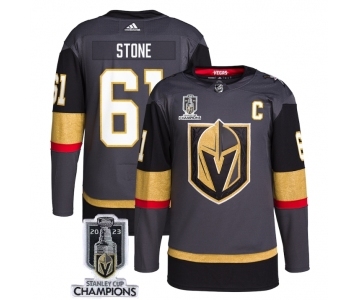 Men's Vegas Golden Knights #61 Mark Stone Gray 2023 Stanley Cup Champions Stitched Jersey