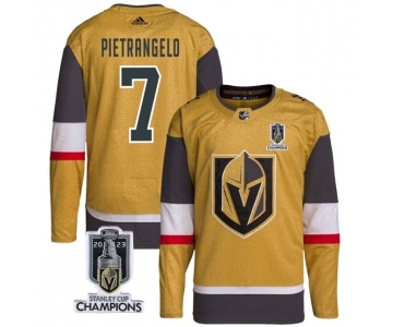 Men's Vegas Golden Knights #7 Alex Pietrangelo Gold 2023 Stanley Cup Champions Stitched Jersey