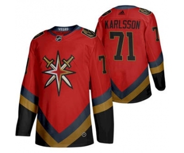 Men's Vegas Golden Knights #71 William Karlsson 2021 Red Reverse Retro Stitched Hockey Jersey