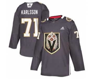 Men's Vegas Golden Knights #71 William Karlsson Grey Latino Heritage Night Stitched Hockey Jersey