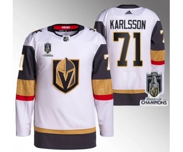 Men's Vegas Golden Knights #71 William Karlsson White 2023 Stanley Cup Champions Stitched Jersey