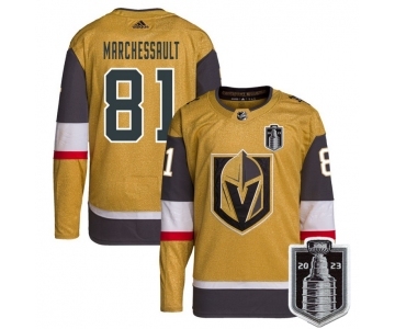 Men's Vegas Golden Knights #81 Jonathan Marchessault Gold 2023 Stanley Cup Final Stitched Jersey
