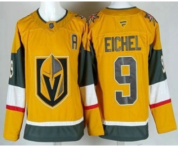 Men's Vegas Golden Knights #9 Jack Eichel Gold With A Patch Authentic Jersey