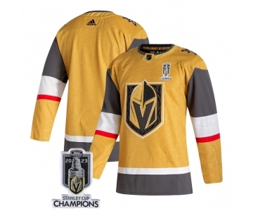 Men's Vegas Golden Knights Blank Gold 2023 Stanley Cup Champions Stitched Jersey