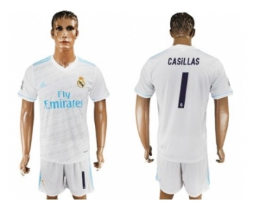 Real Madrid #1 Casillas White Home Soccer Club Jersey