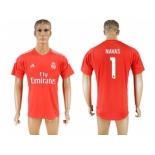 Real Madrid #1 Navas Red Goalkeeper Soccer Club Jersey
