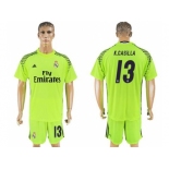 Real Madrid #13 K.Casilla Shiny Green Goalkeeper Soccer Club Jersey