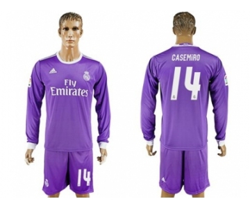 Real Madrid #14 Casemiro Away Long Sleeves Soccer Club Jersey 1