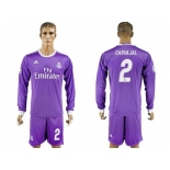 Real Madrid #2 Carvajal Away Long Sleeves Soccer Club Jersey 1